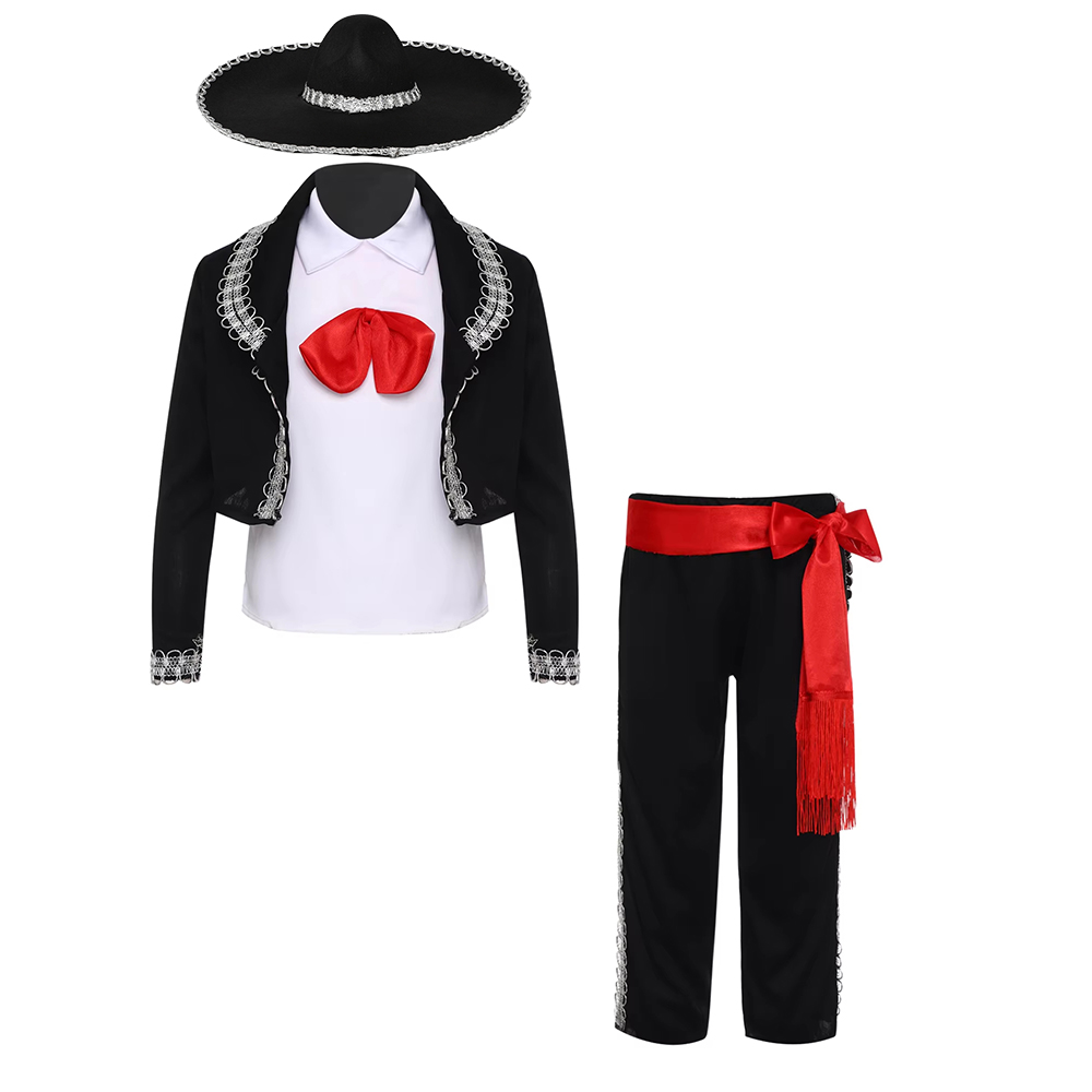 Anime Cosplay Dance - Menino mexicano traje crianças tradicional mariachi