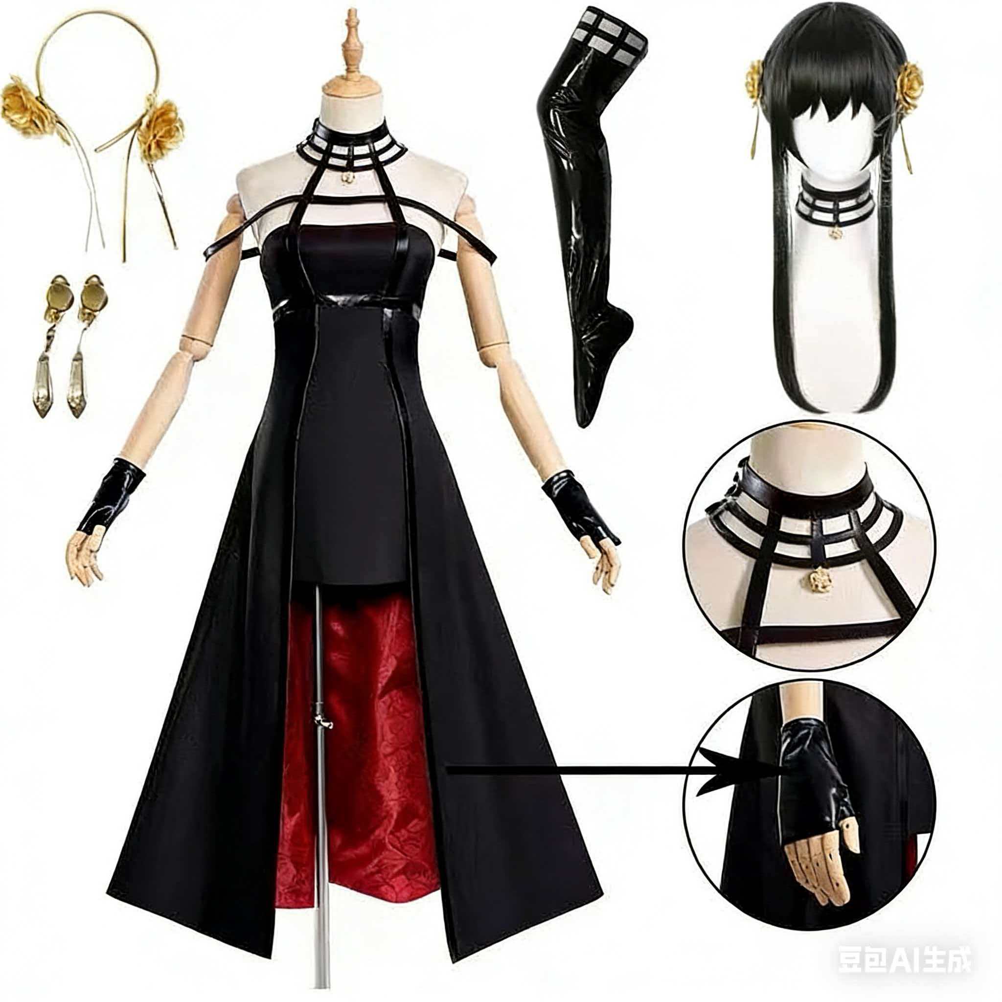 Spy Family Outfit - Fantasia Cosplay Yor Forger: Faixa de