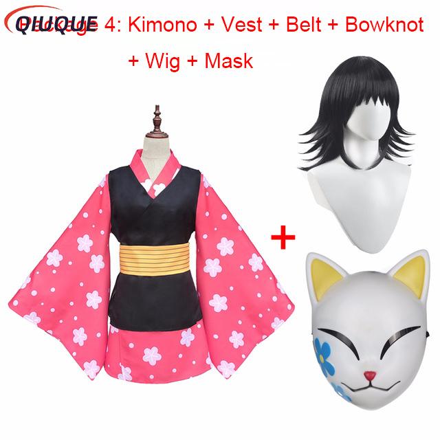 Anime Cosplay Outfit Girl - Makomo cosplay traje quimono uniforme máscara