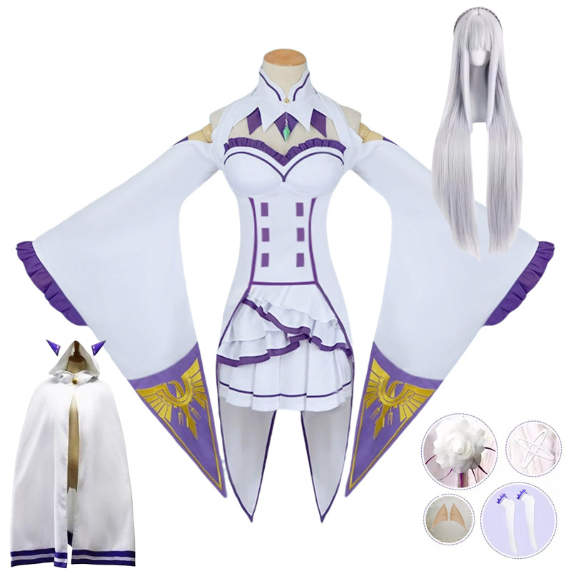 Re Zero Rem Wig - Emilia cosplay re life em um
