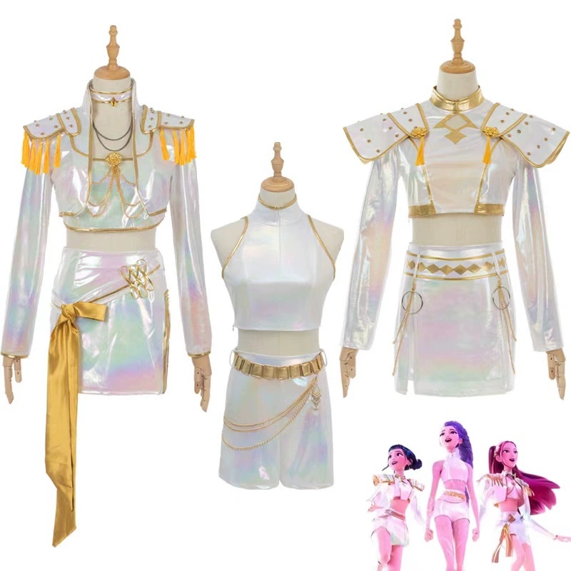 Anime Cosplay Outfit Girl - Traje cosplay couro pu branco cantando