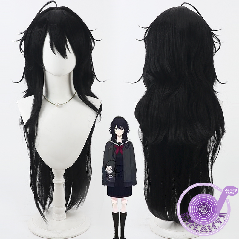 Cosplay Anime Black Hair - Kisaragi ren peruca cosplay vtuber preto