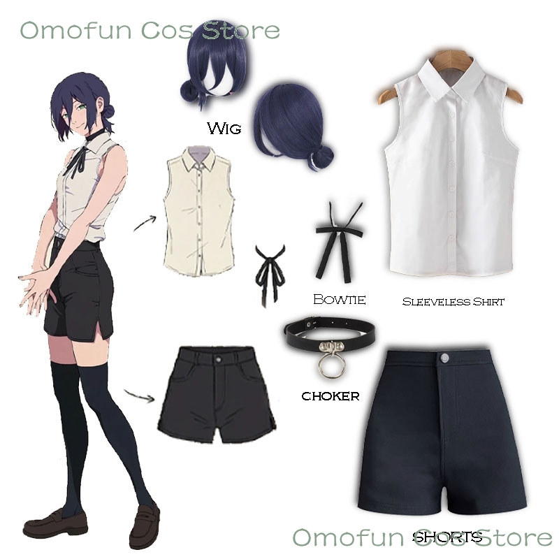 Anime Cosplay Dance - Reze cosplay traje sem mangas camisa