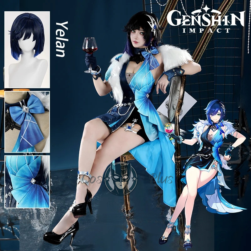 Anime Cosplay Girls - Genshin impacto yelan cosplay traje peruca