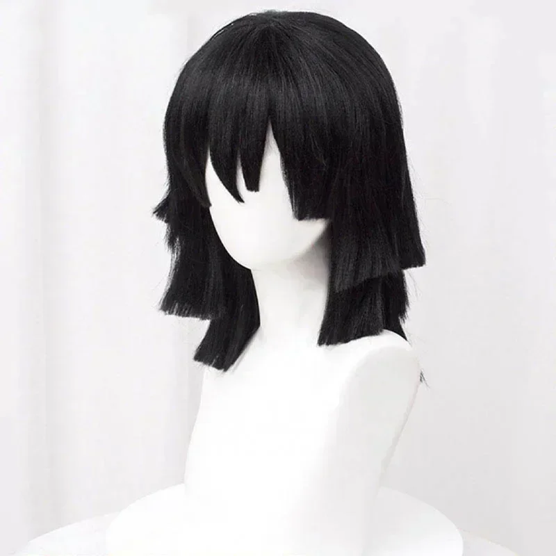 Peruca de Cosplay Iguro Obanai - Cosplay Anime Black Hair avaliação e preço