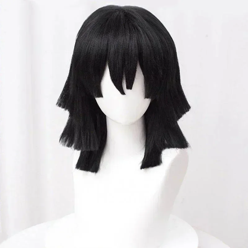 Peruca de Cosplay Iguro Obanai - Cosplay Anime Black Hair avaliação e preço