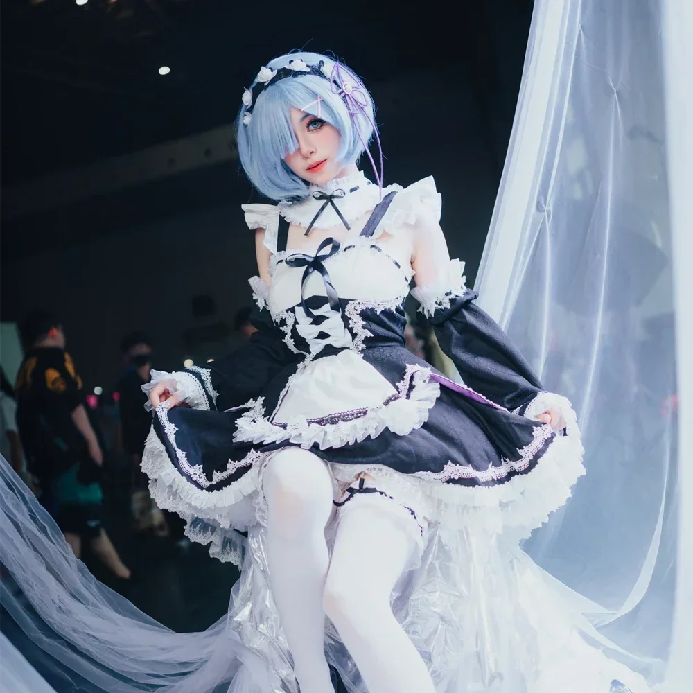 Novo Traje de Cosplay da Empre - Re Zero Rem Wig avaliação e preço