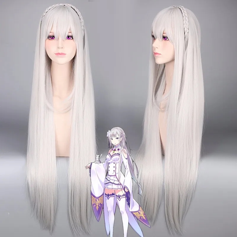 Peruca longa Cosplay da vida e - Re Zero Rem Wig avaliação e preço