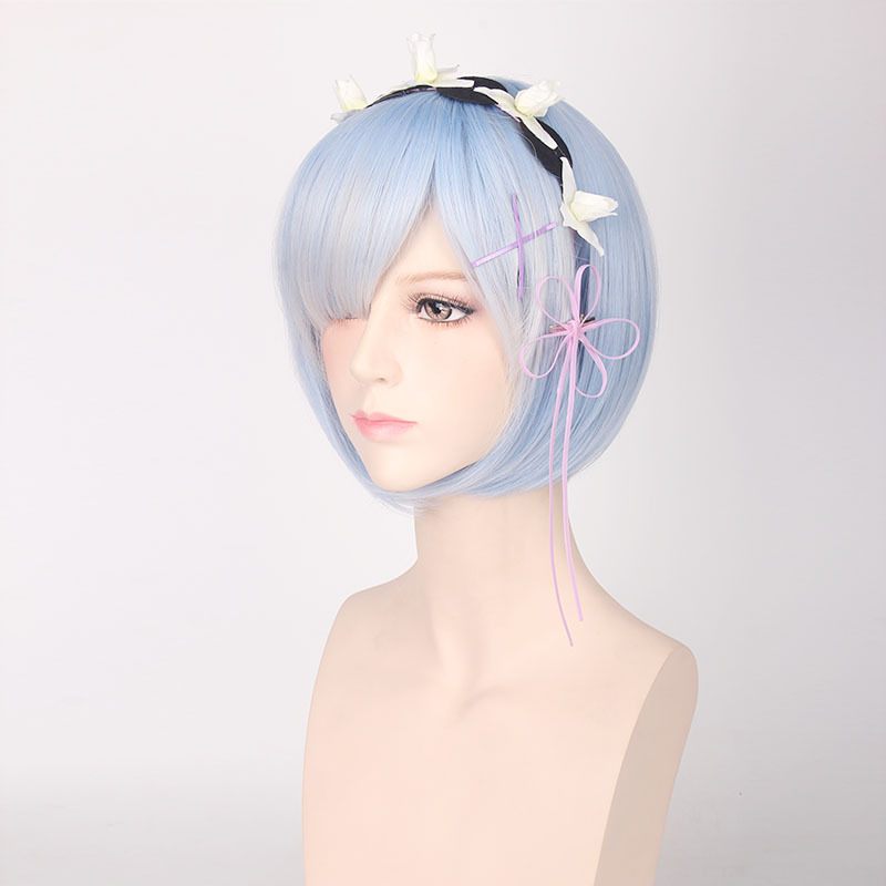 Peruca de Cosplay Ram Rem de R - Re Zero Rem Wig avaliação e preço