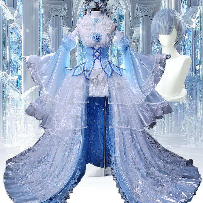 Traje de halloween adultos ani - Re Zero Rem Wig avaliação e preço